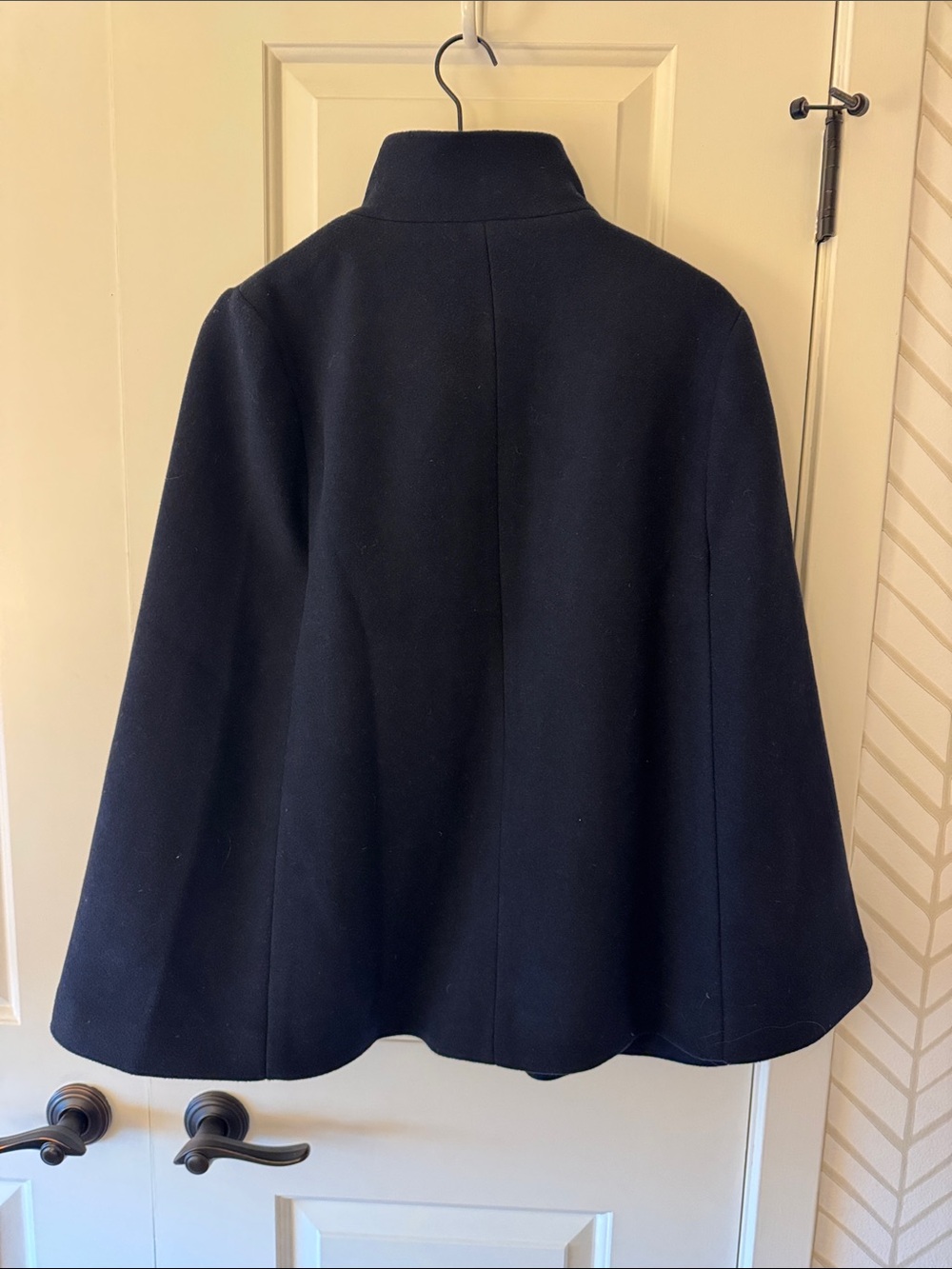 J. Crew Navy Wool Toggle Cape with Leather Accents - Picture 4 of 6